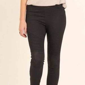 Washed Moto Jeggings With Zipper Detail